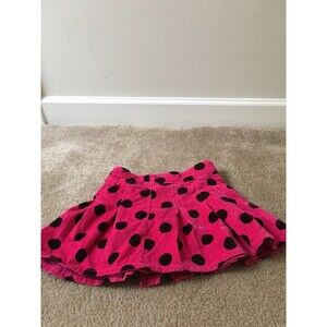 Gap Kids Girls Lined Polka Dot Corduroy Skirt Pleated Size 8 Pink & Black